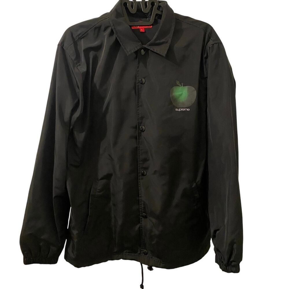 Supreme Big Apple Black Coaches Windbreaker Snap Button Coat Jacket Size Large